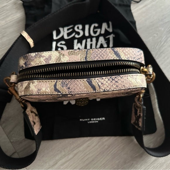 Kurt Geiger Beige and Black Snake Print Crossbody Bag Small - Picture 3 of 6